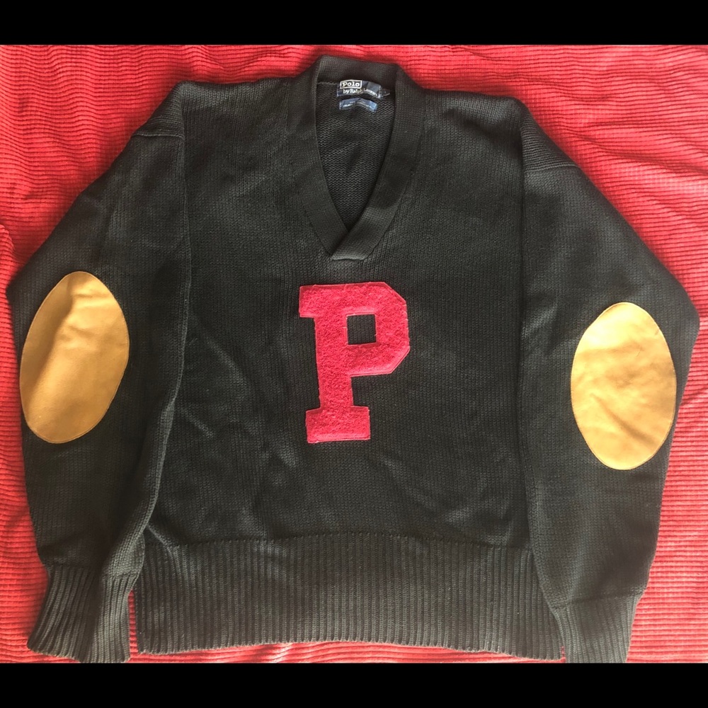 Vintage, Classic Polo P, V Neck Sweater